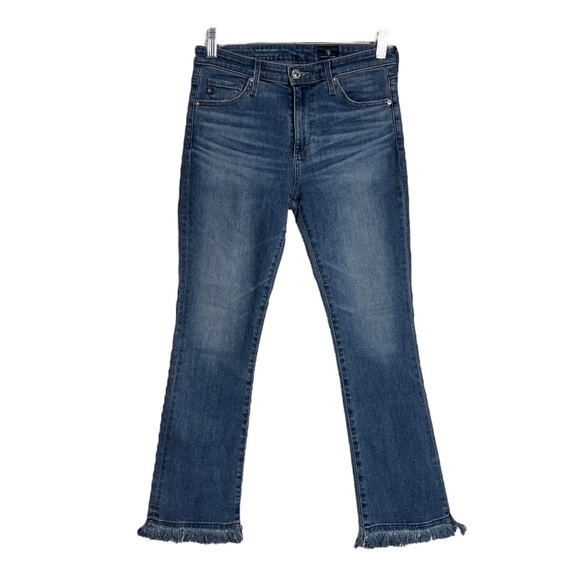 Ag Adriano Goldschmied Denim - AG Adriano Goldschmied The Jodi Crop Blue Medium Wash High Rise Slim Flare Crop